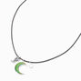 Silver Mood Moon Fairy Cord Pendant Necklace,