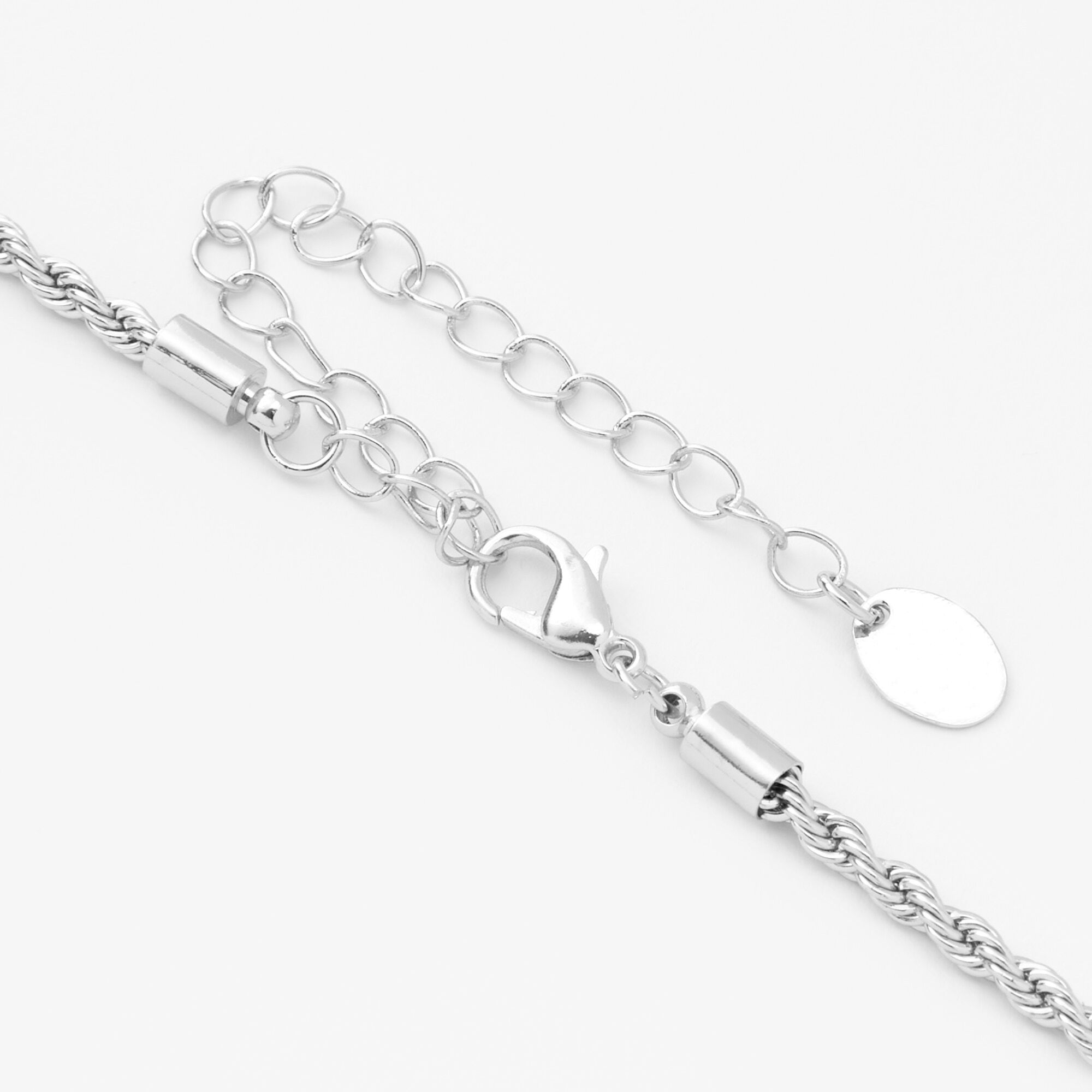 Silver-tone 2mm Thin Twisted Rope Chain Necklace,