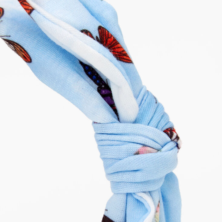 Butterfly Knotted Bow Headband - Blue,