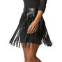 Black Faux Leather Fringed Belt,