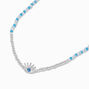 Silver-tone Evil Eye Seed Bead Pendant Necklace,