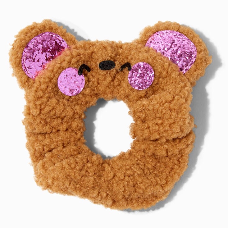 Medium Brown Sherpa Teddy Bear Hair Scrunchie,