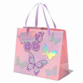 Sac cadeau papillon en 3D Joyeux anniversaire - Moyen,