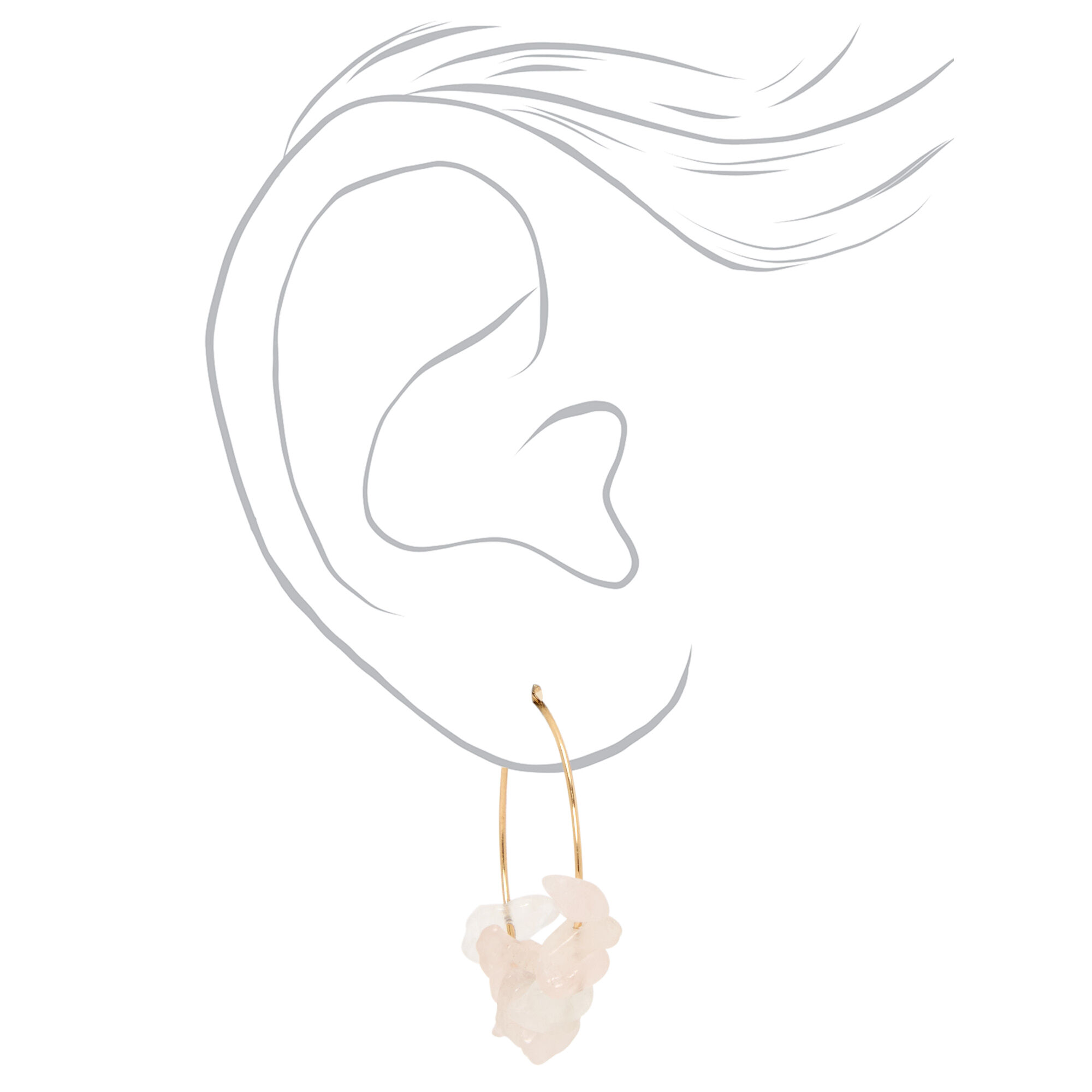 Pink Stone 25MM Gold Hoop Earrings,