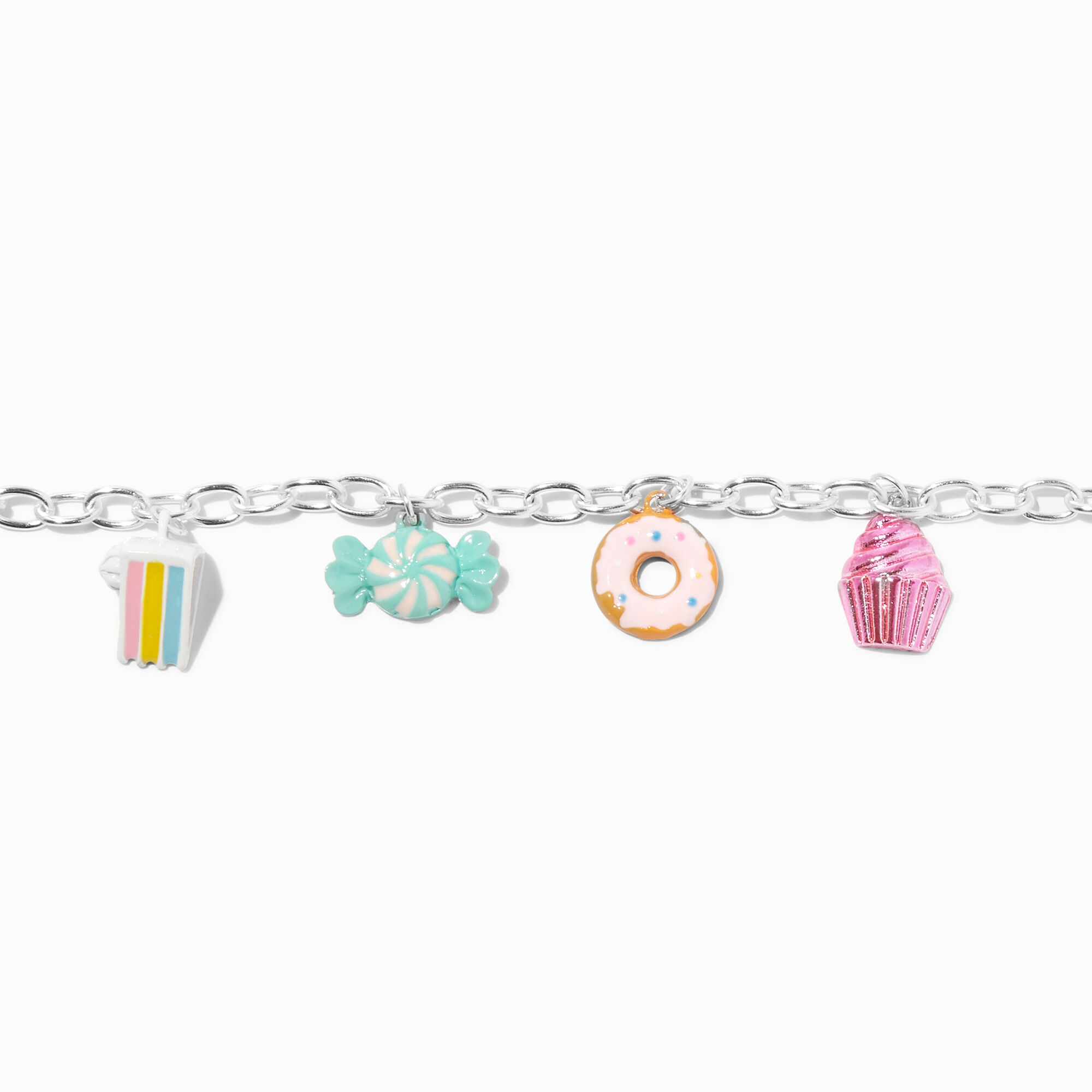 Silver Sweet Dessert Treats Charm Bracelet,