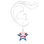 Patriotic Triple Glitter Stars 2.5&quot; Drop Earrings,