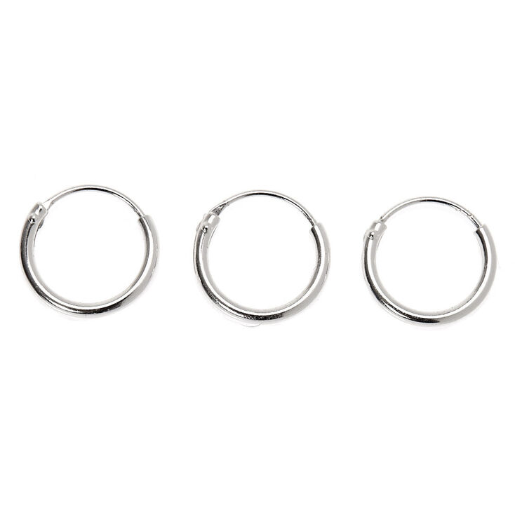 Sterling Silver 22G Cartilage Snap Hoop Earrings - 3 Pack | Claire's US