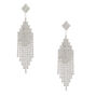 Silver Rhinestone 3&quot; Cascade Drop Earrings,