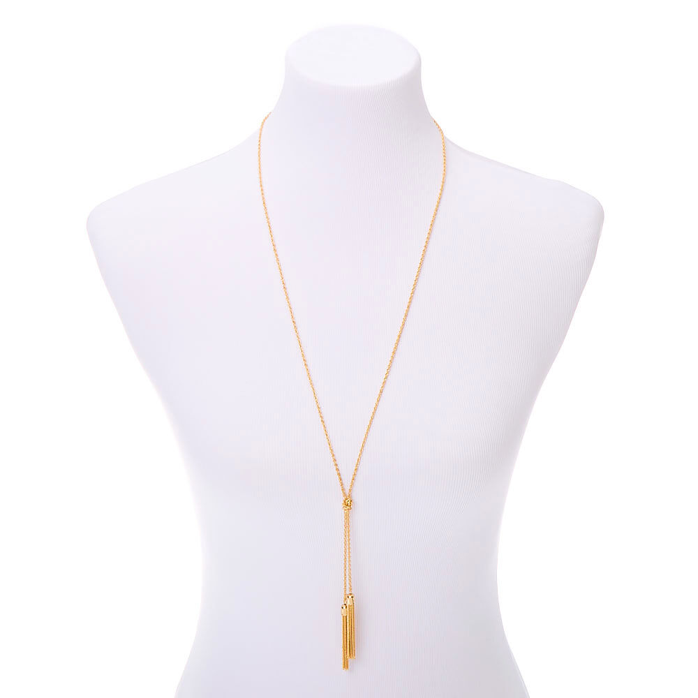 Gold Knotted Tassel Long Pendant Necklace,