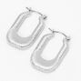 Silver 30MM Textured Oval Hoop Earrings,