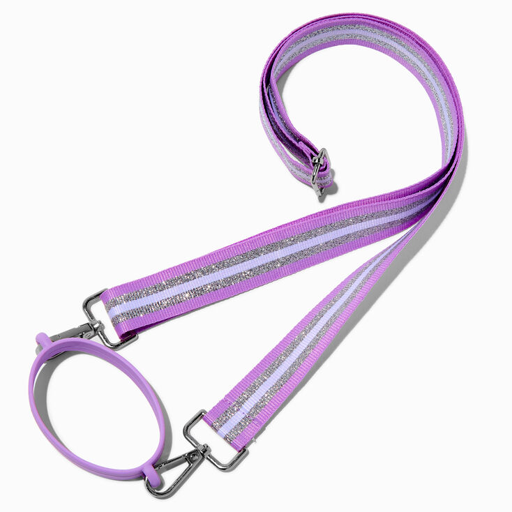 Light Purple &amp; White Striped Crossbody Water Bottle Strap,