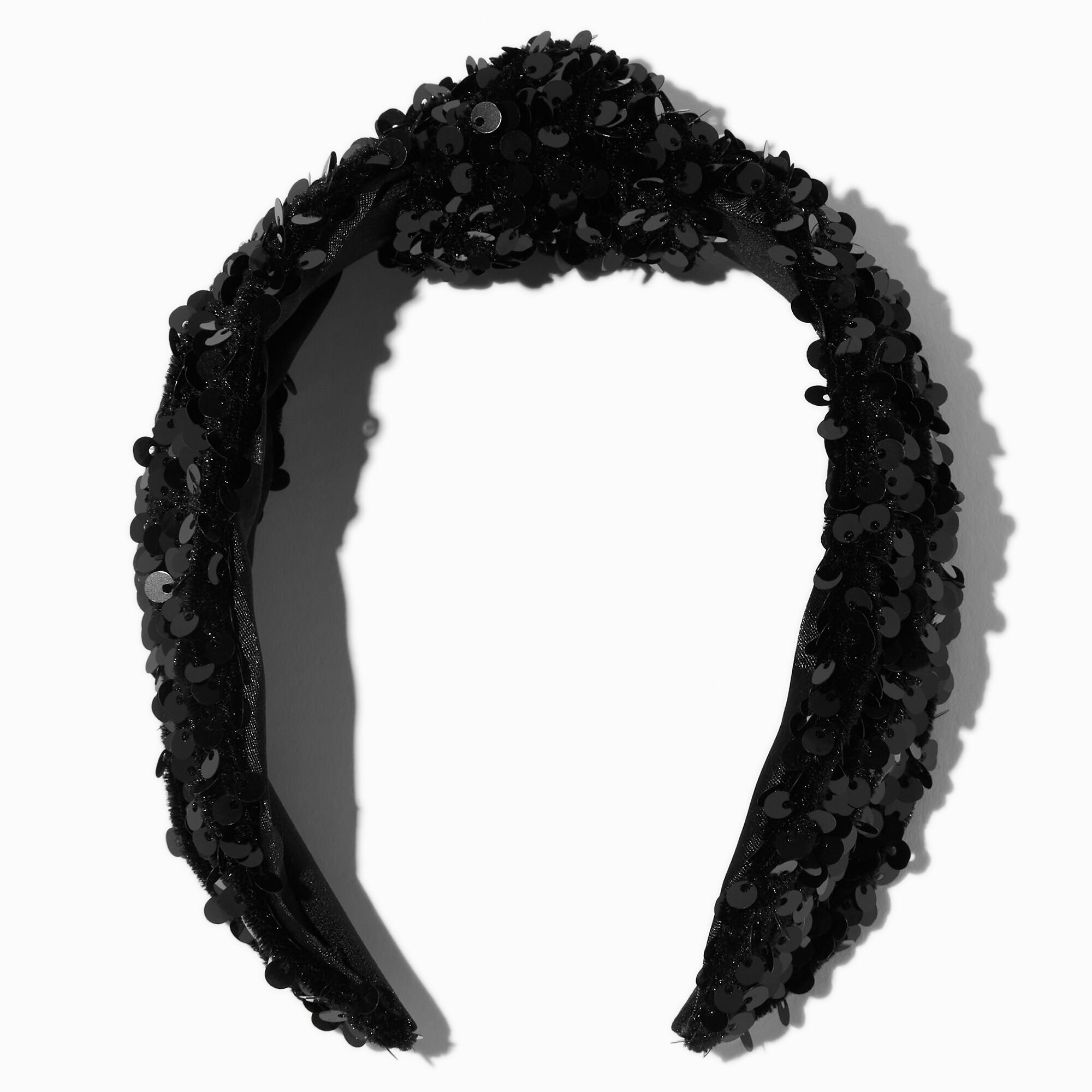 View Claires Sequin Knotted Headband Black information