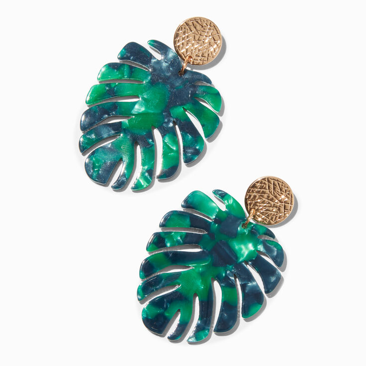 Green Palm Leaf 2" Drop Earrings