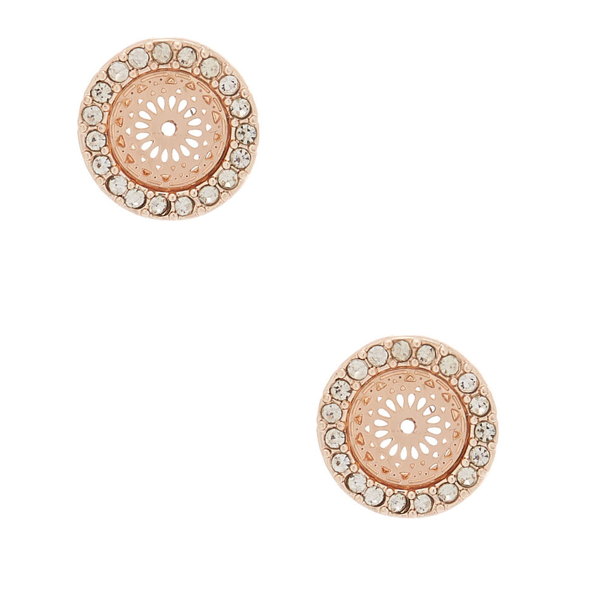 Rose Gold Round Stud Earrings | Claire's US