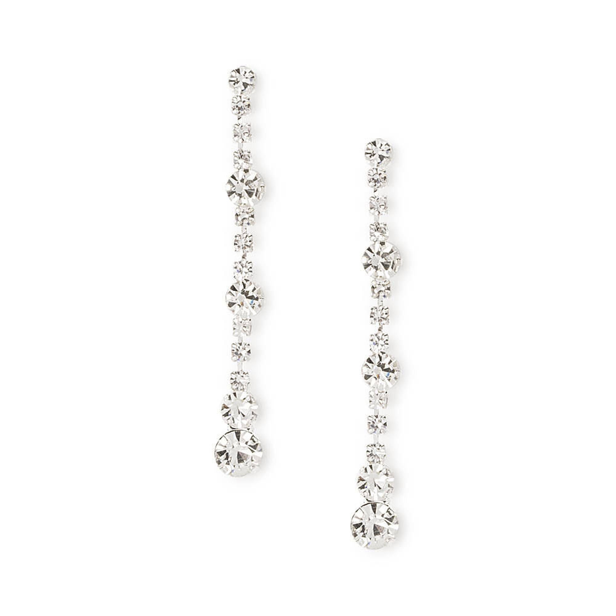 Silver drop down online earrings
