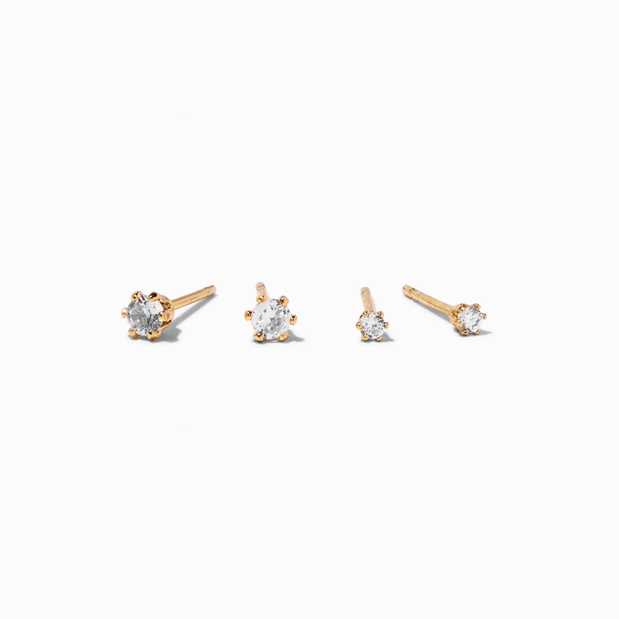 View Claires 18K Plated Cubic Zirconia Stud Earring Set 2 Pack Gold information