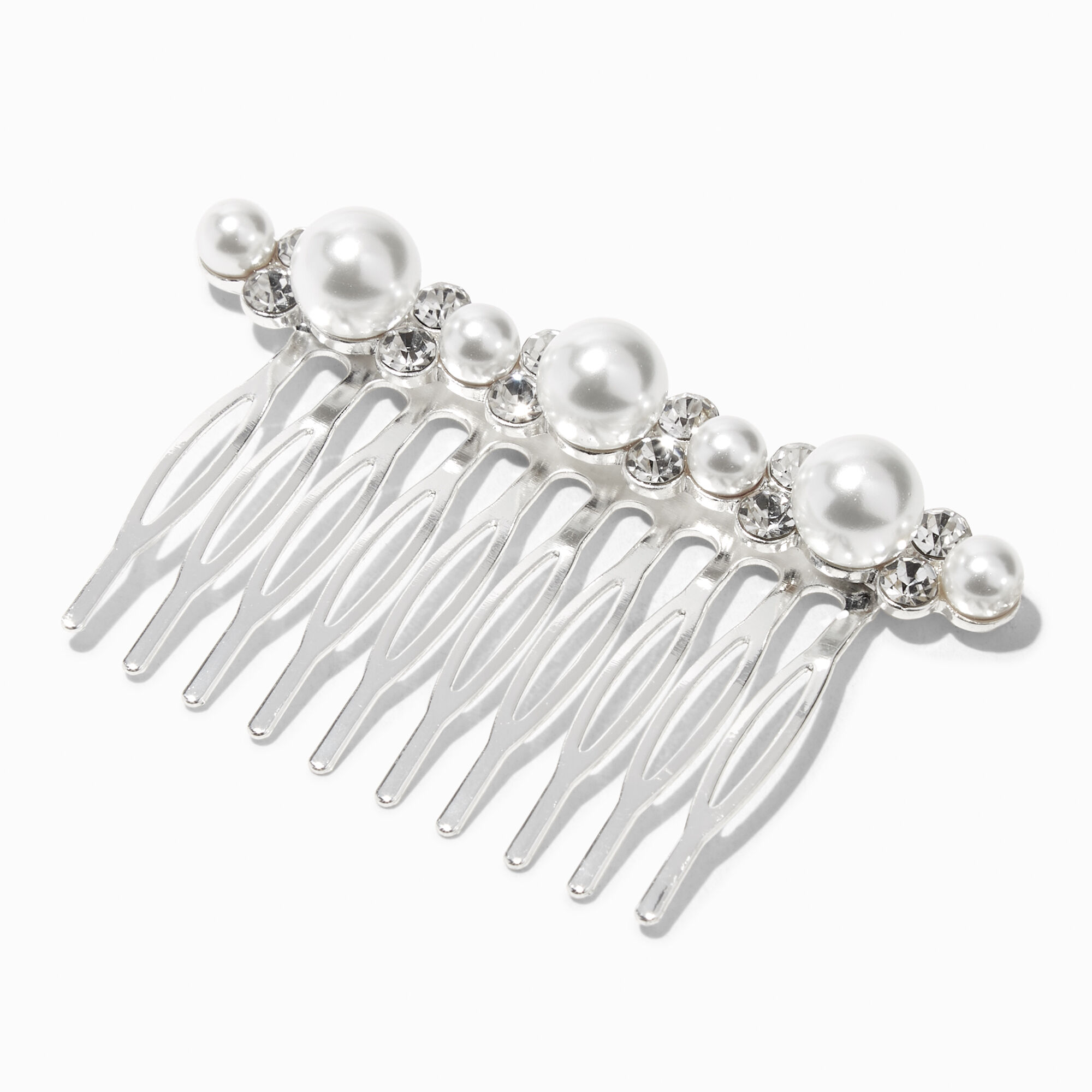 Silver Crystal & Pearl Hair Comb | Claire's US