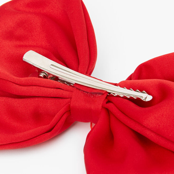 Claire&#39;s Club Red Velvet Pearl Hair Bow Clip,
