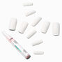 White Matte Long Square Vegan Faux Nail Set - 24 Pack,