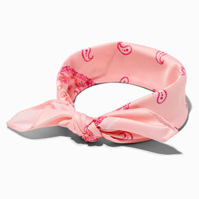Pink Paisley Silky Bandana Headwrap,
