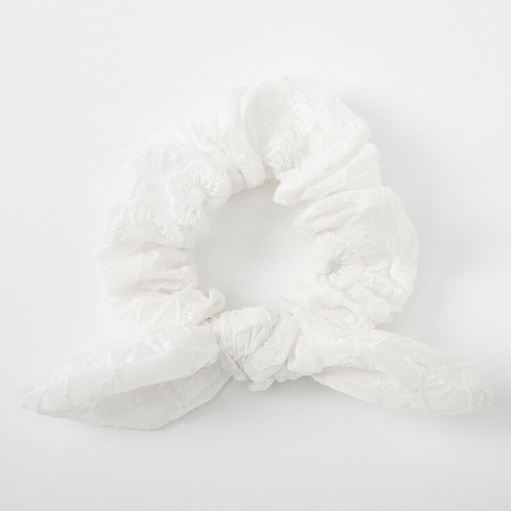 Claire's Chouchou à nœud noué en crochet - Blanc