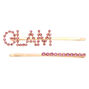 Rose Gold Glam Crystal Hair Pins - Pink, 2 Pack,