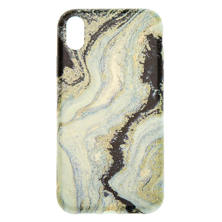 Claire's Coque de portable agate d'imitation à paillettes noires et argentées - Compatible avec iPhone XR