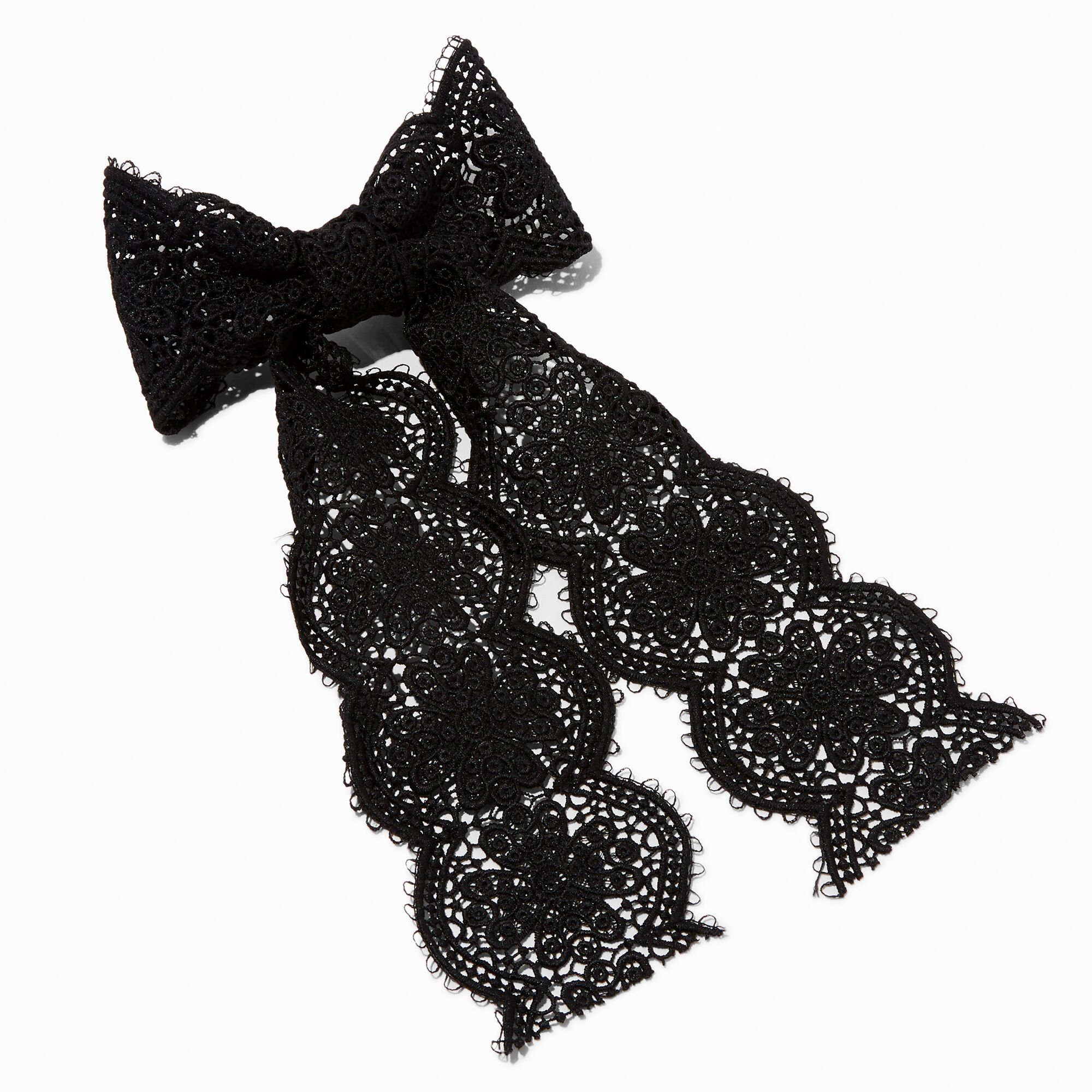 Black Crochet Large Hair Bow Clip,