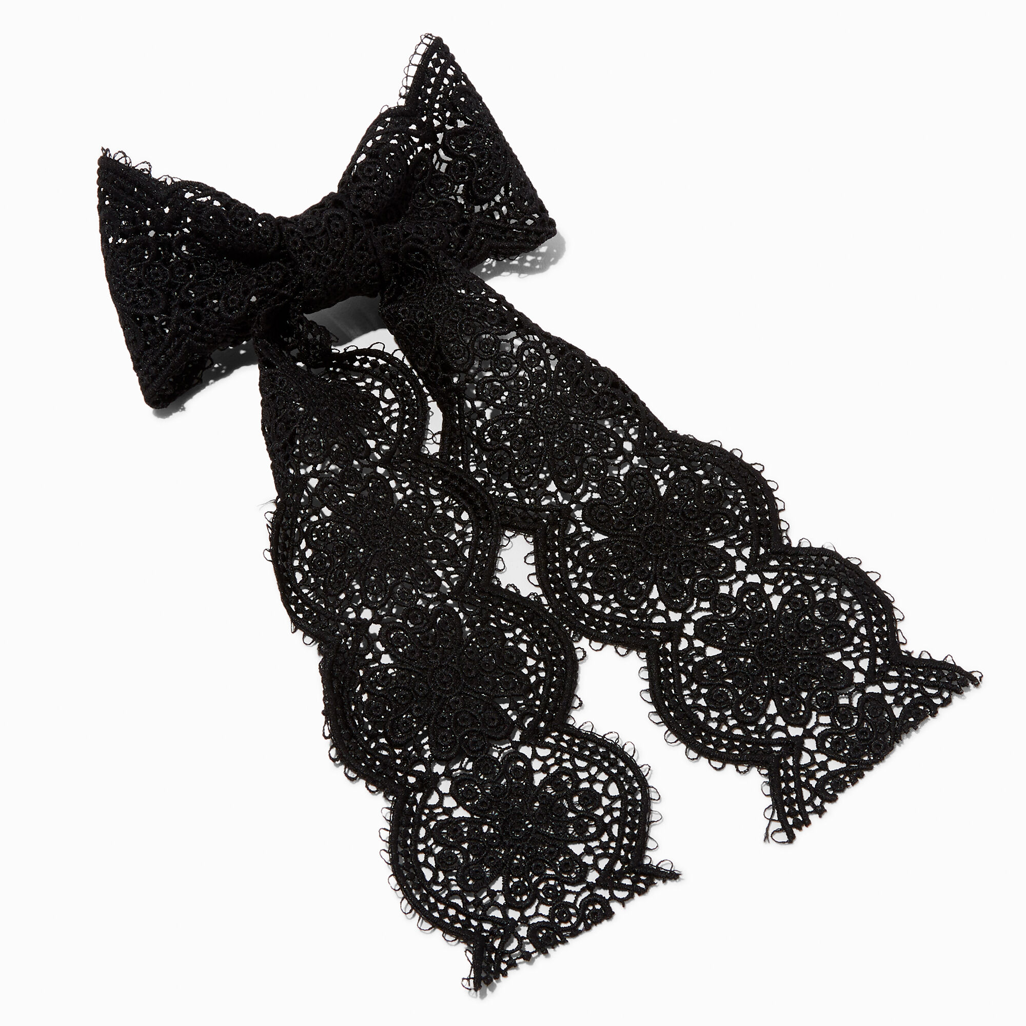 View Claires Crochet Large Bow Hair Clip Black information