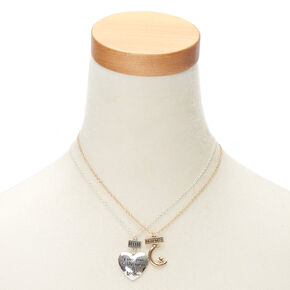 Mother &amp; Daughter Moon &amp; Star Pendant Necklaces,