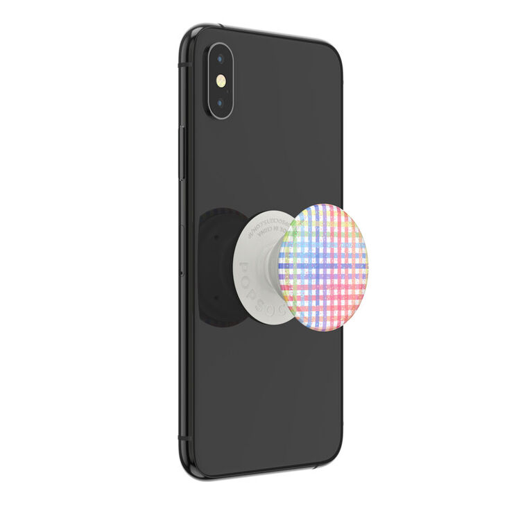 PopGrip PopSockets interchangeable vichy arc-en-ciel &agrave; paillettes,