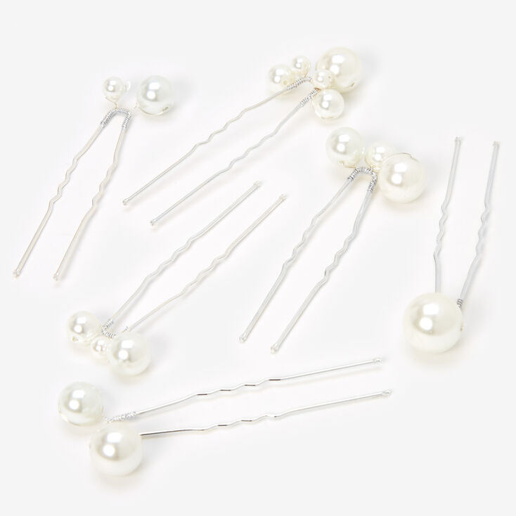 Silver Bubble Pearl Hair Pins - 6 Pack,