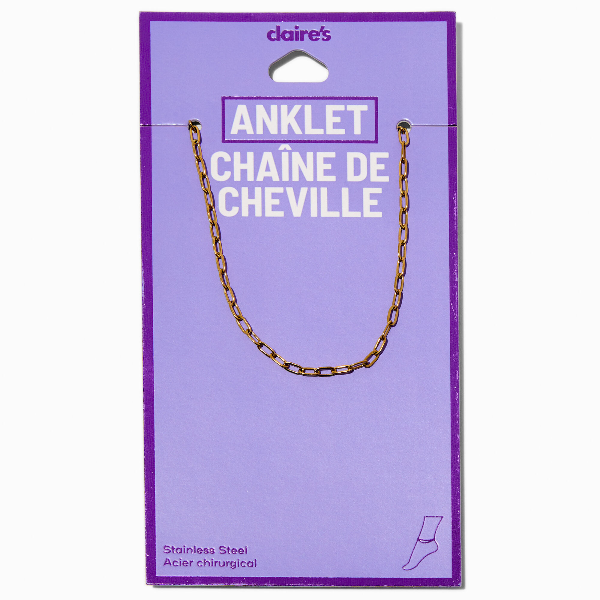 Gold-tone Stainless Steel Paperclip Chain Anklet,