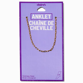 Bracelet de cheville cha&icirc;ne trombone en acier inoxydable couleur dor&eacute;e,