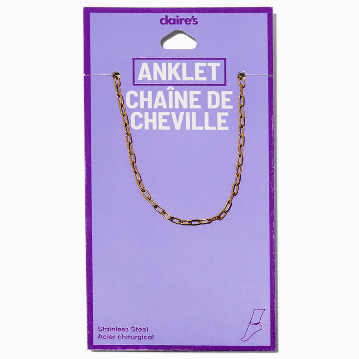Gold-tone Stainless Steel Paperclip Chain Anklet,