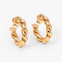 Gold-tone 40MM Twisted Clip On Hoop Earrings,