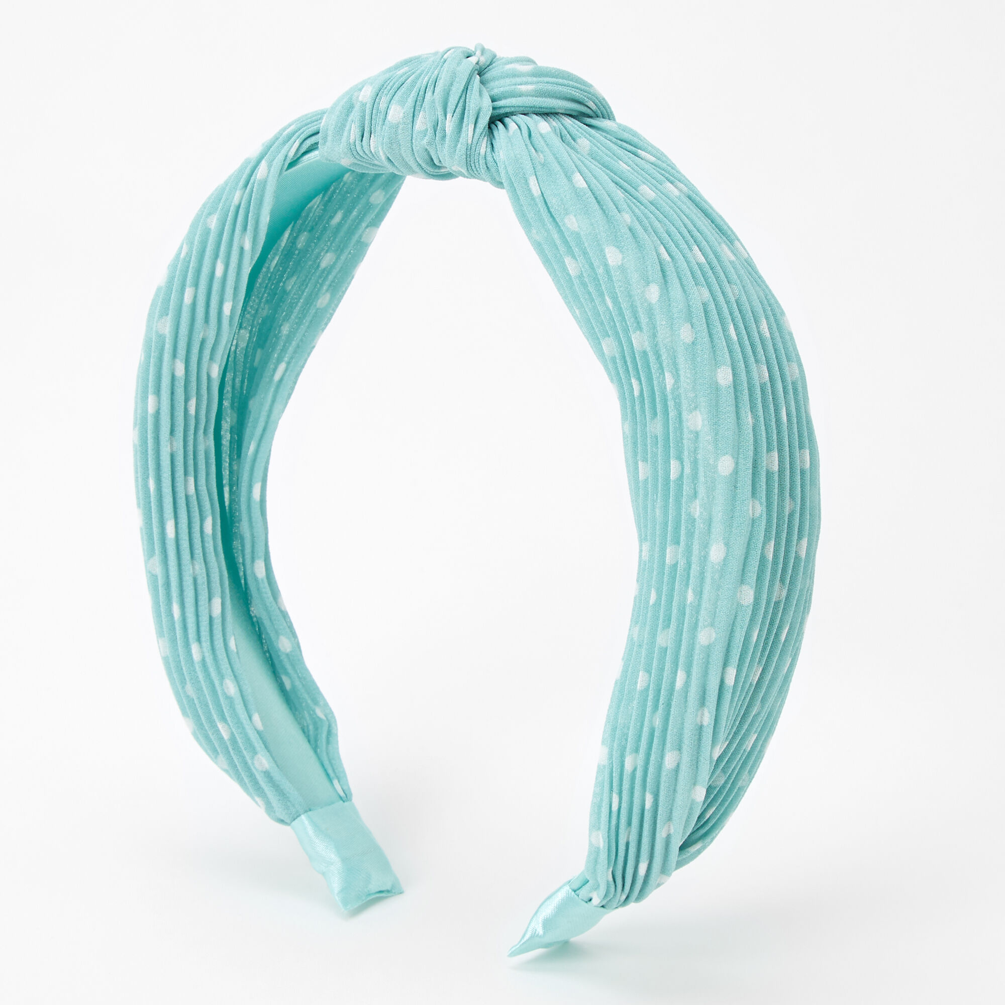 Polka Dot Pleated Knotted Headband - Mint