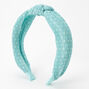 Polka Dot Pleated Knotted Headband - Mint,
