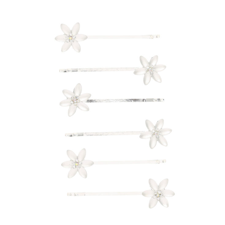 Frosted Flower Hair Clips - 6 Pack,