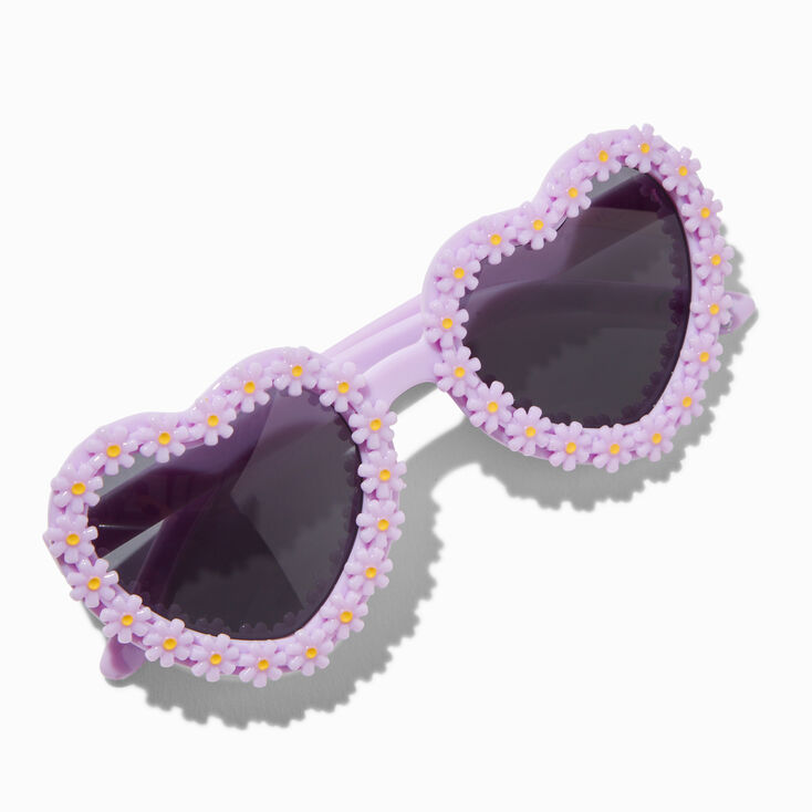 Claire's Club Purple Floral Heart Sunglasses