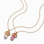 Colliers &agrave; pendentifs Best Friends en strass roses et transparents - Lot de 2,