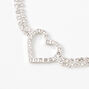 Silver Rhinestone Open Heart Chain Bracelet,