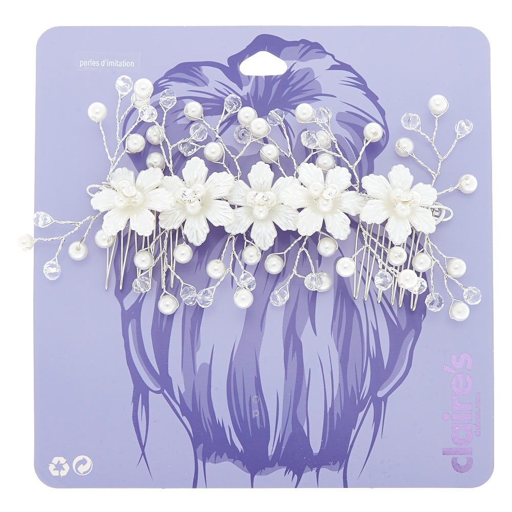 Silver Frosted Flower Hair Swag,