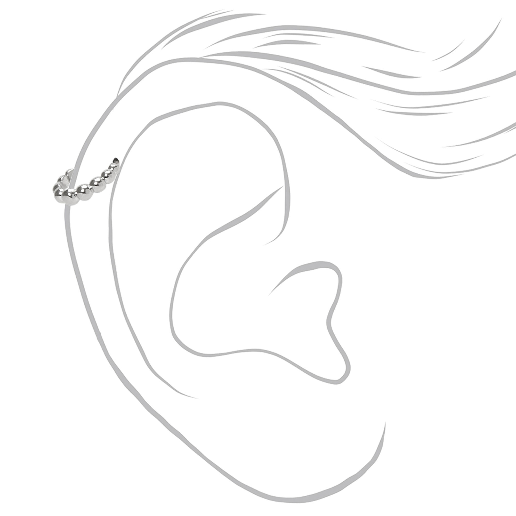 Silver 22G Bubble Ball Cartilage Hoop Earring,
