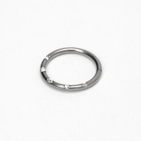 Silver-tone Titanium 16G Studded Cartilage Hoop Earring,