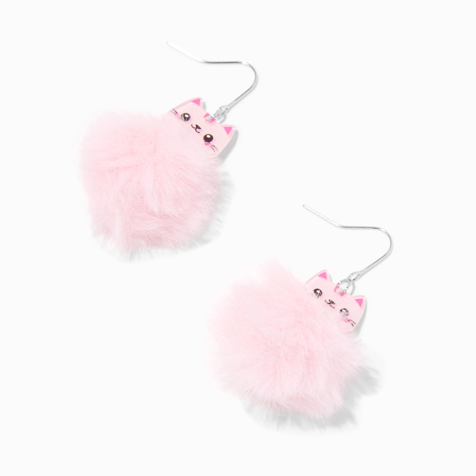 View Claires Cat Pom 15 Drop Earrings Pink information