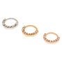 Mixed Metal 20G Mini Crystal Cartilage Hoop Earrings - 3 Pack,