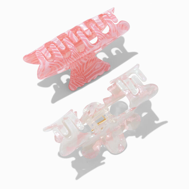 Pink Wavy Mixed Hair Claws - 2 Pack,