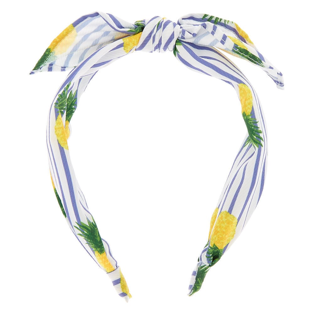 Pineapple Stripe Knotted Bow Headband - Yellow,