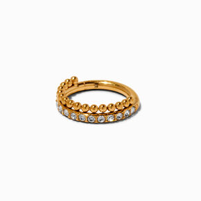 16G Gold-tone Titanium Crystals &amp; Balls Nose Hoop,